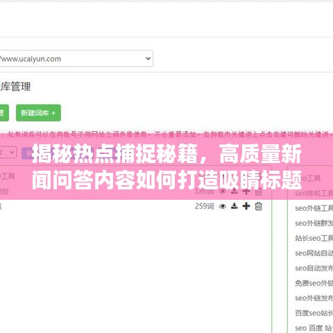 揭秘?zé)狳c(diǎn)捕捉秘籍，高質(zhì)量新聞問(wèn)答內(nèi)容如何打造吸睛標(biāo)題？