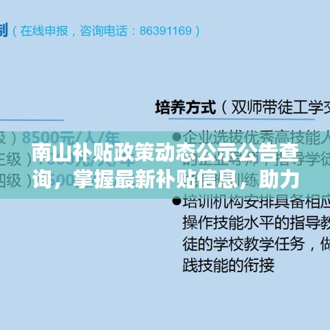 南山補(bǔ)貼政策動態(tài)公示公告查詢，掌握最新補(bǔ)貼信息，助力企業(yè)發(fā)展