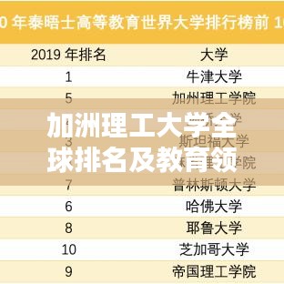 加洲理工大學(xué)全球排名及教育領(lǐng)域的卓越地位