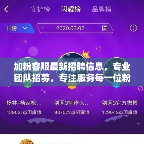 加粉客服最新招聘信息，專業(yè)團(tuán)隊(duì)招募，專注服務(wù)每一位粉絲用戶