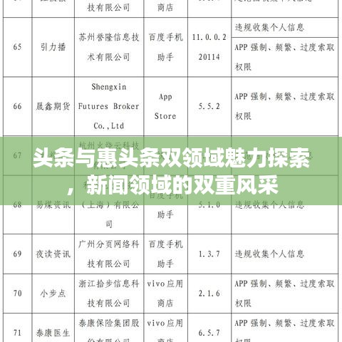 頭條與惠頭條雙領(lǐng)域魅力探索，新聞領(lǐng)域的雙重風(fēng)采