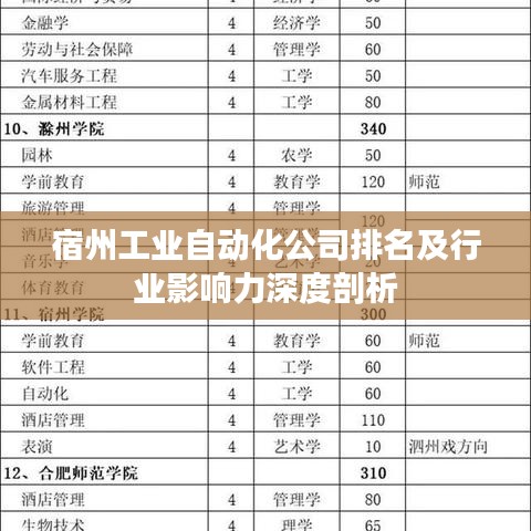 宿州工業(yè)自動(dòng)化公司排名及行業(yè)影響力深度剖析