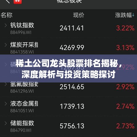 稀土公司龍頭股票排名揭秘，深度解析與投資策略探討