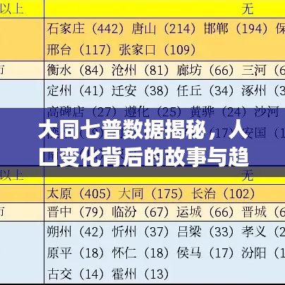 大同七普數(shù)據(jù)揭秘，人口變化背后的故事與趨勢分析