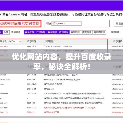 優(yōu)化網(wǎng)站內(nèi)容，提升百度收錄率，秘訣全解析！